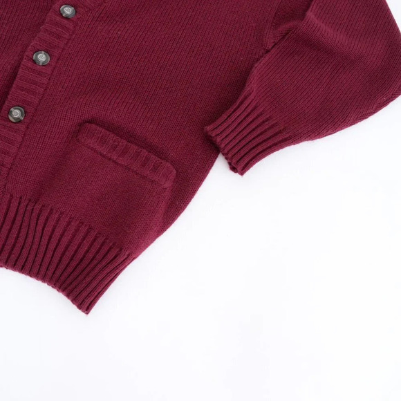 Vintage '90s Leishman Maroon Knit Eclectic Grandpa Button Up Cardigan Sweater S - Picture 10 of 11